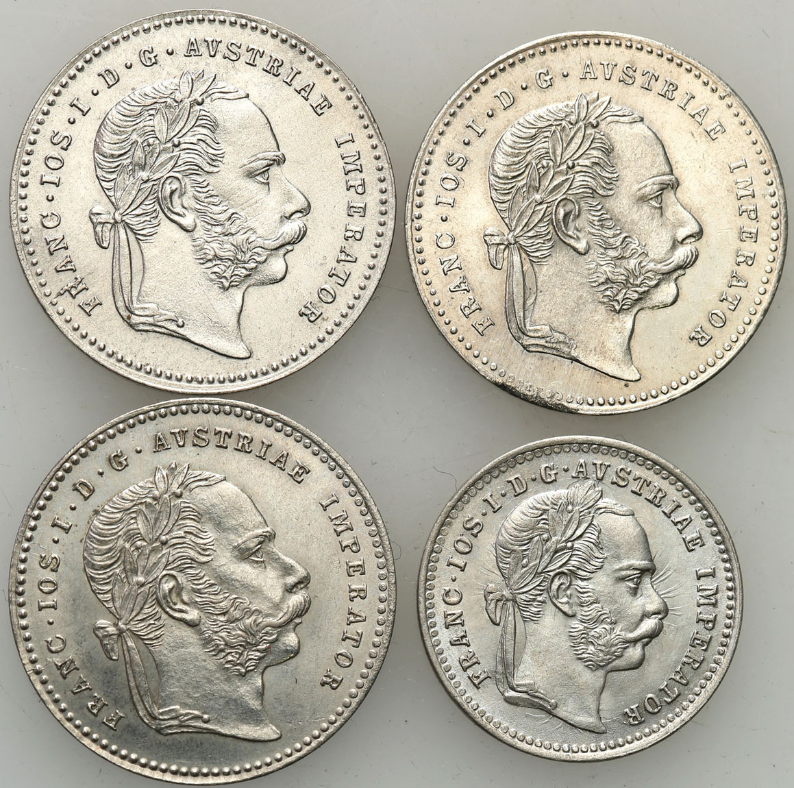 Austria. Franciszek Józef I (1848-1916). 10, 20 krajcarów 1868-1872, zestaw 4 monet